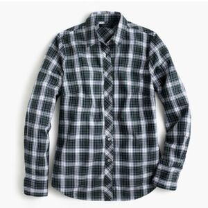J. Crew Button Down Plaid Shirt Green Blue Black White 6